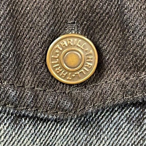 Thrill Jeans Destructed Destroyed Slashed Denim Jean Jacket Longline Oversized M - Picture 3 of 10